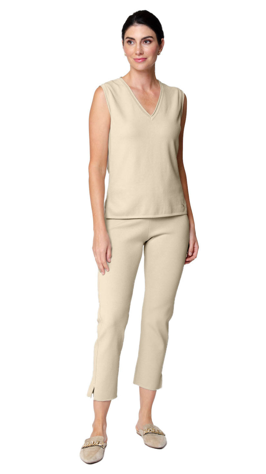 Victoria V-Neck Tank Top, Warm Beige