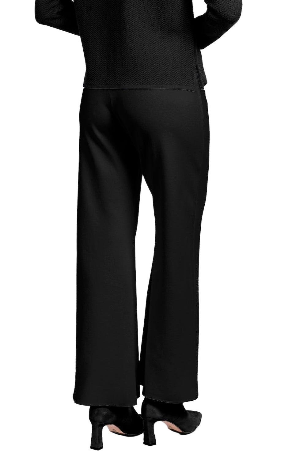 Barb Milano-Knit Wide Leg Pants; Black