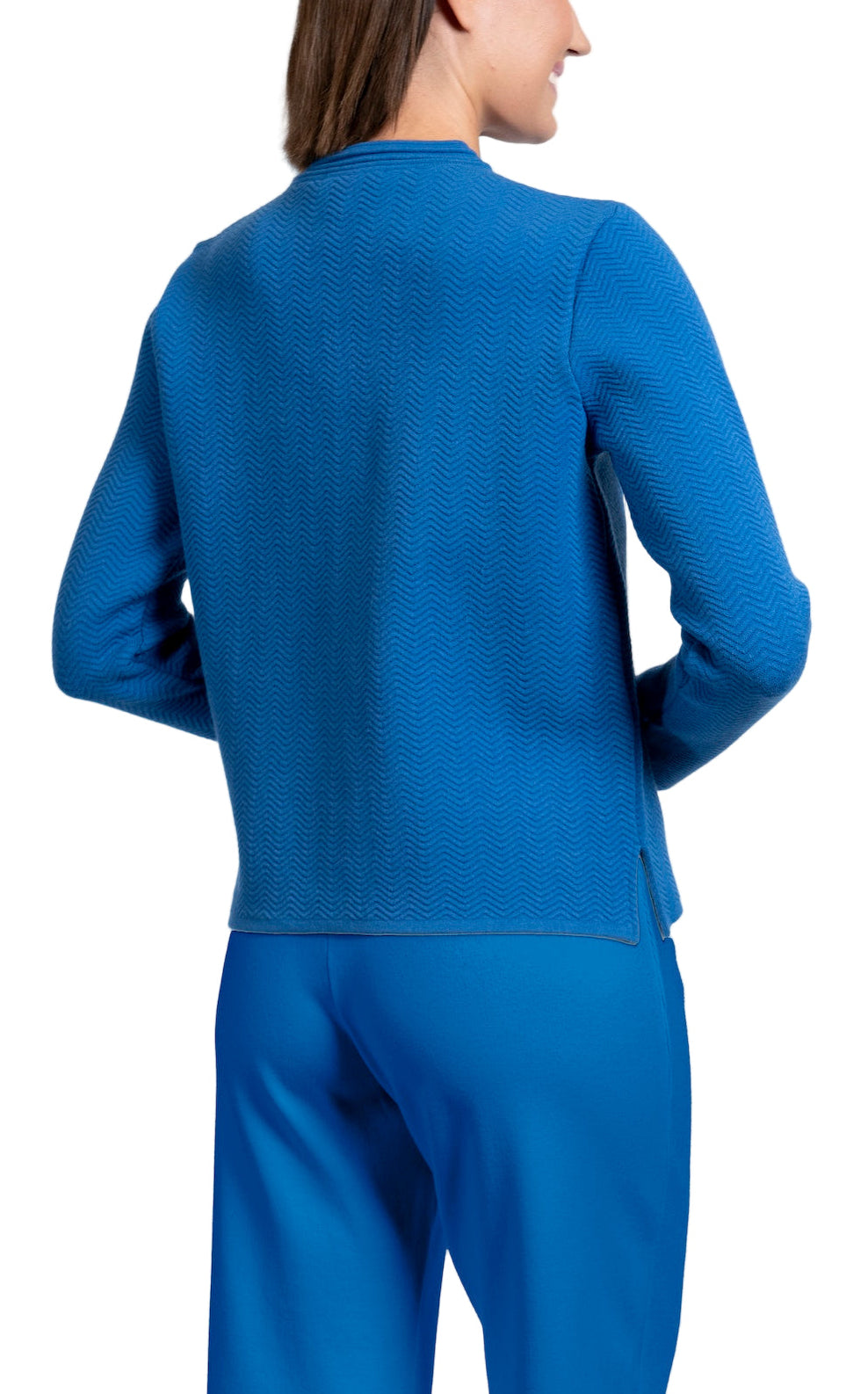 Sheila Wave-Knit Jacket ; Ocean Blue