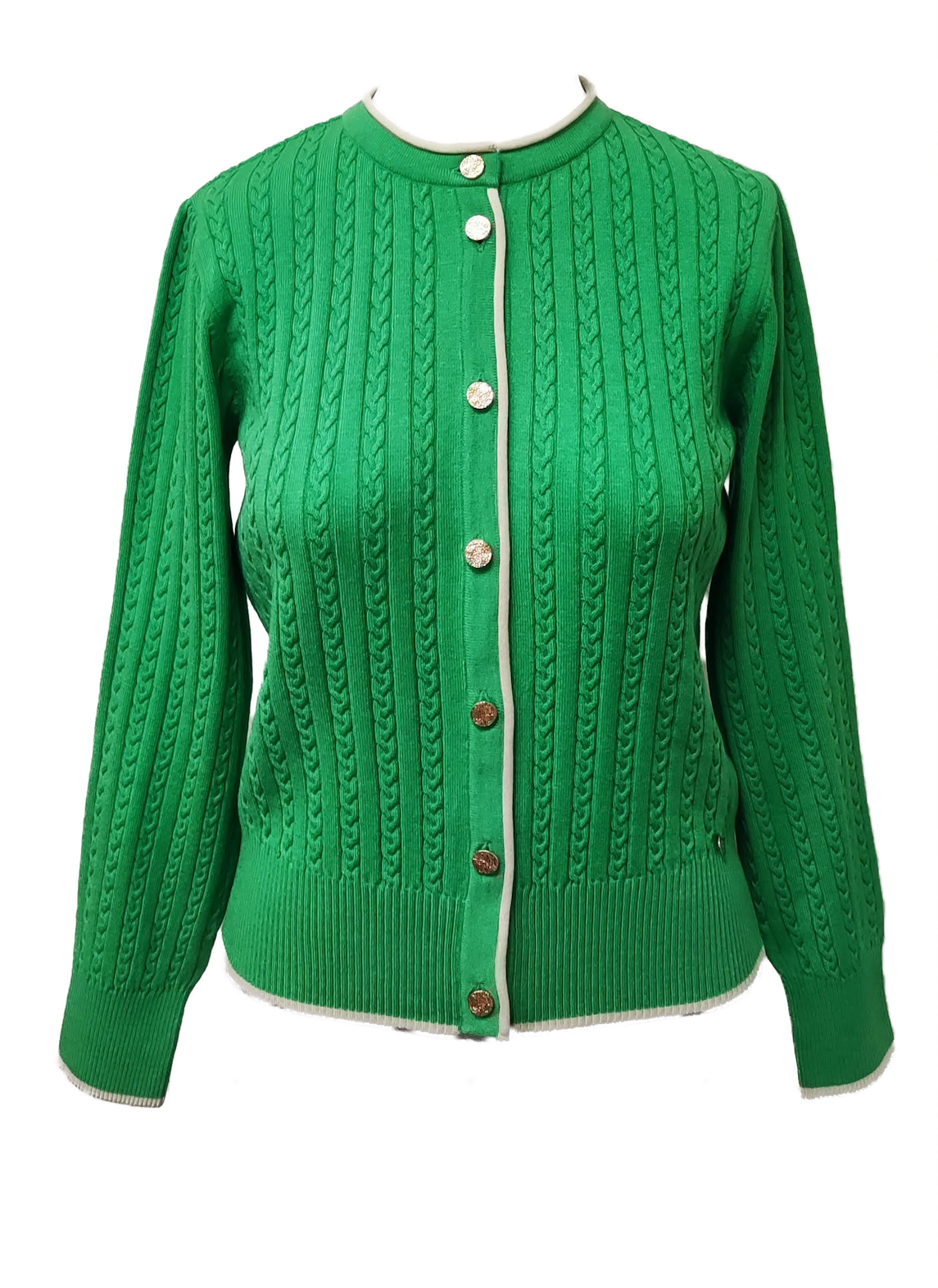 Kristin Cable-Knit Cardigan, Green / Mint