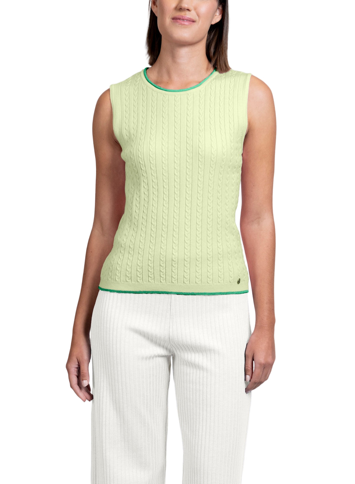 Kirsten Cable-Knit Top Tank Top, Mint / Green