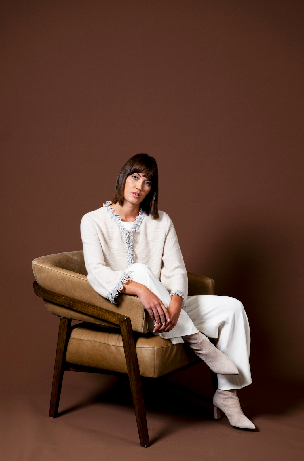 Barb Milano-Knit Wide Leg Pants; Winter White