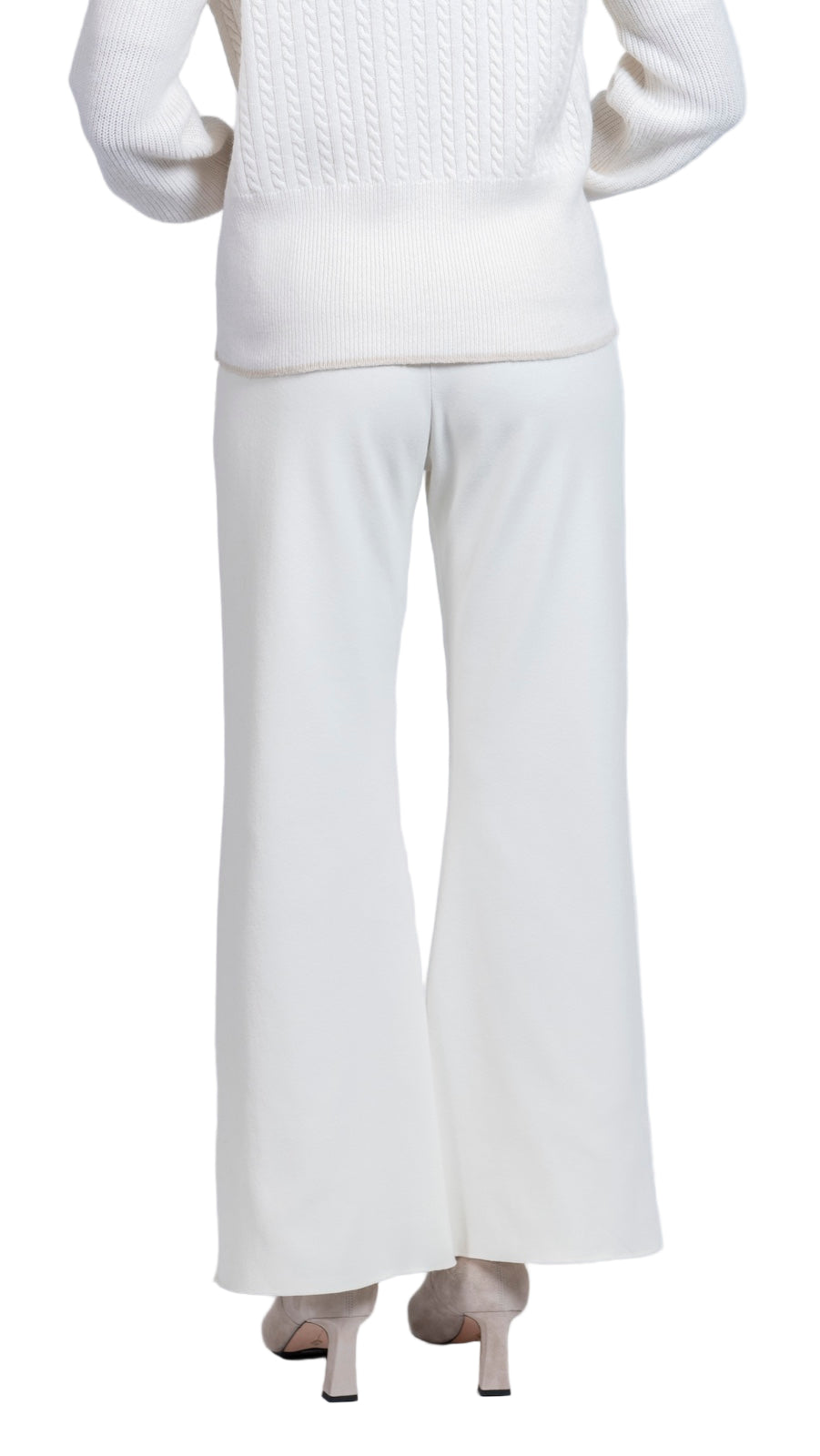 Barb Milano-Knit Wide Leg Pants; Winter White