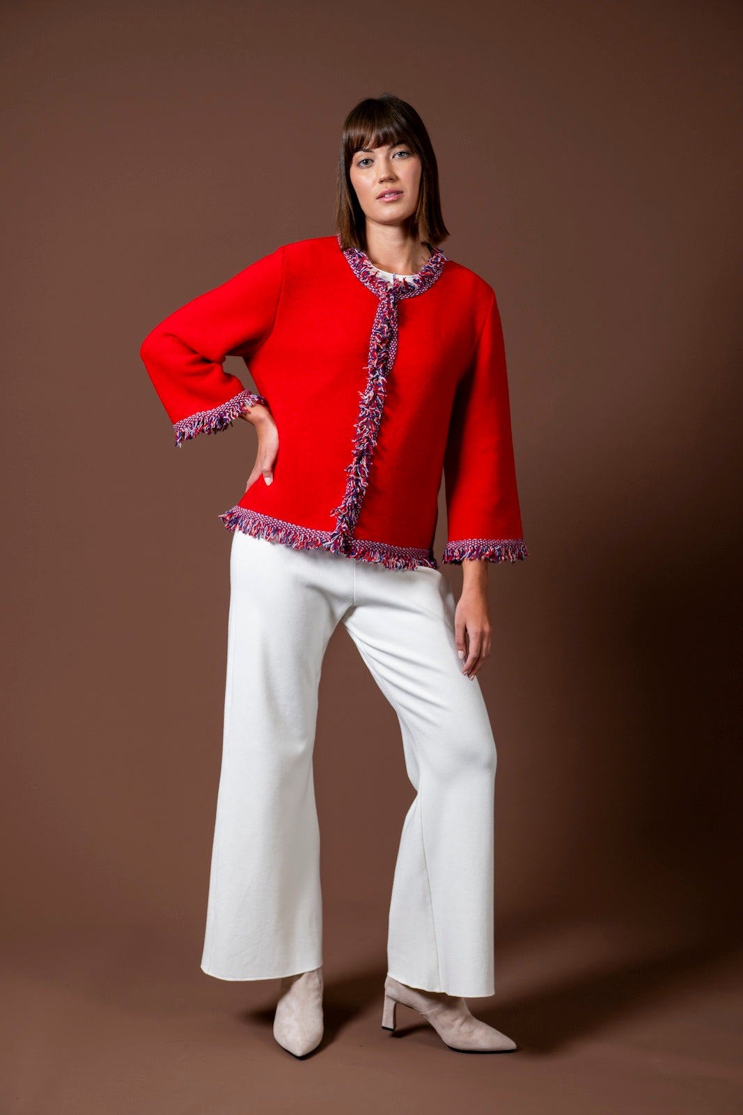 Rita Fringe Jacket ; Red