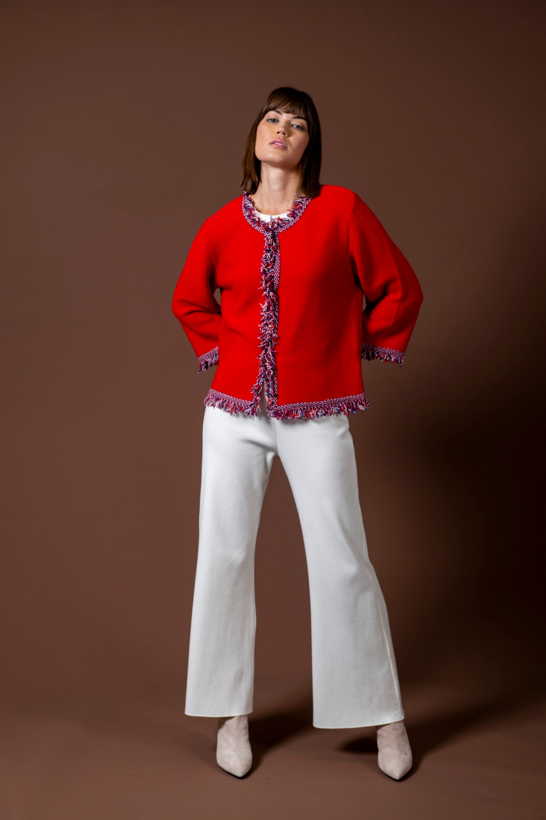 Rita Fringe Jacket ; Red