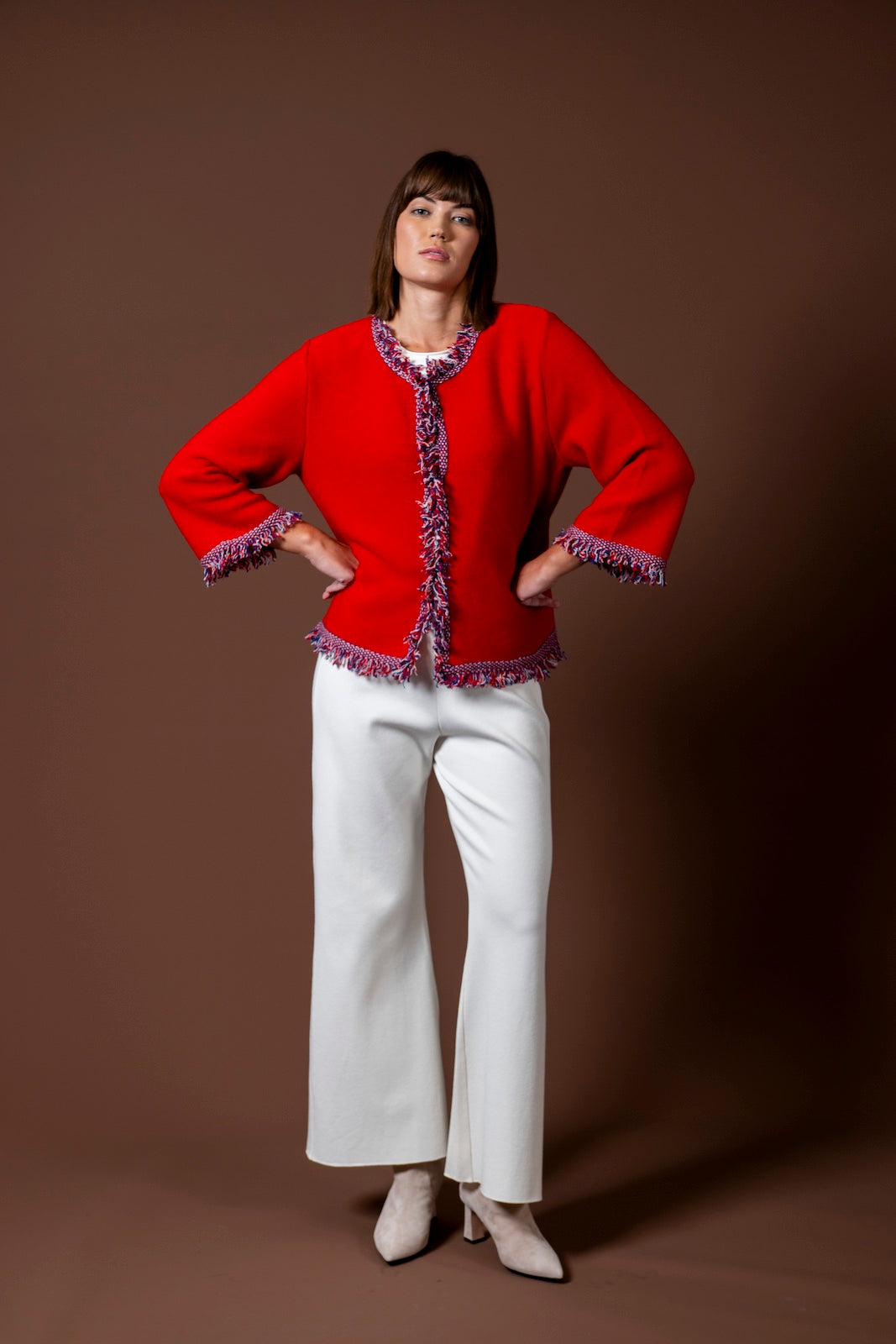 Rita Fringe Jacket ; Red