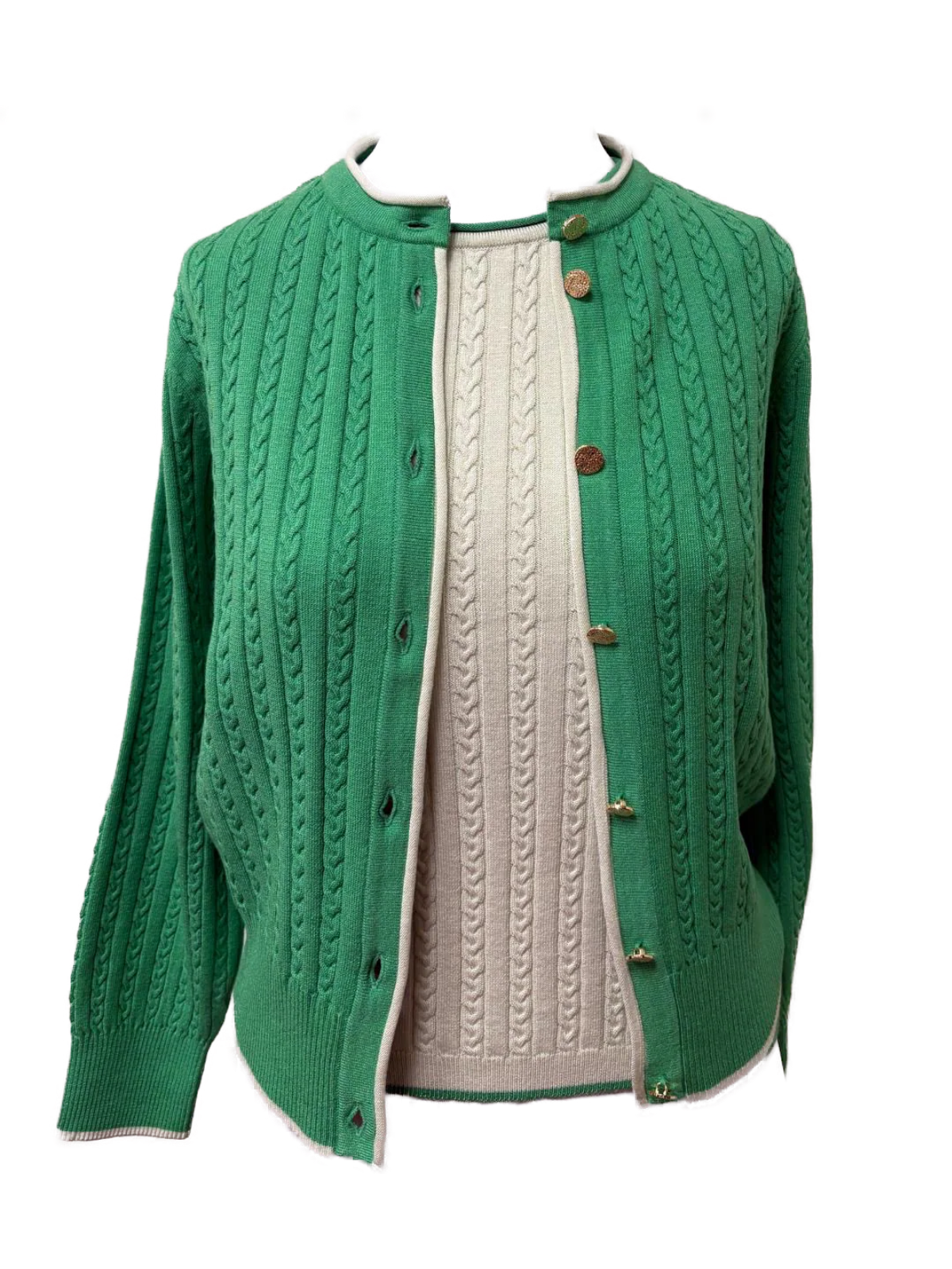 Kirsten Cable-Knit Top Tank Top, Mint / Green