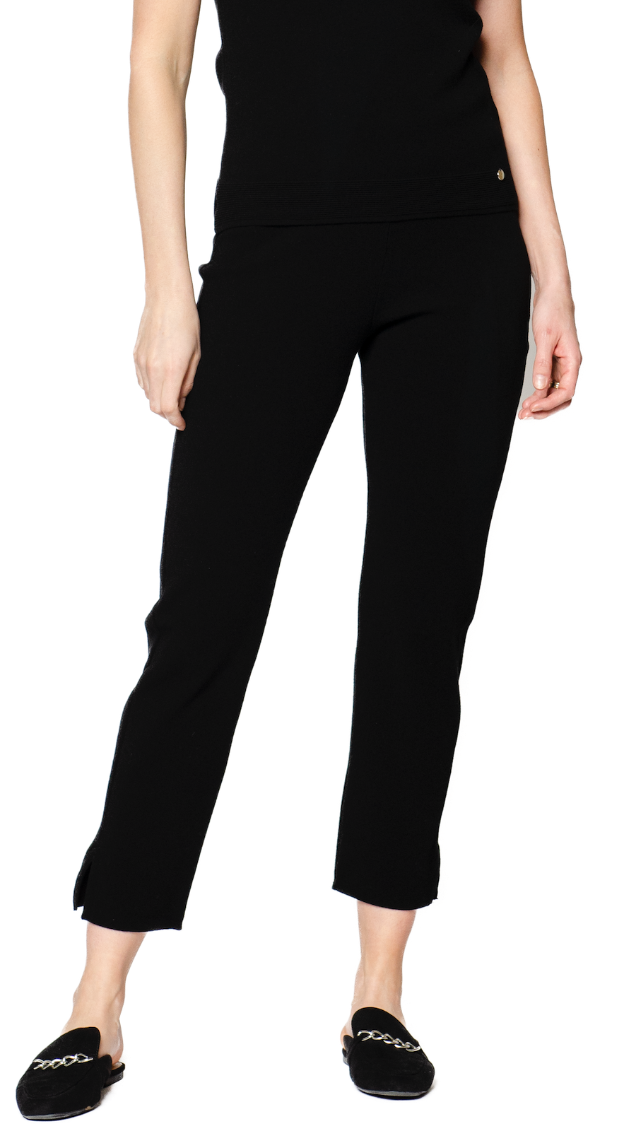 Alice Milano-Knit Slim Leg Pants; Black