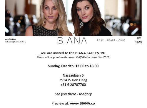 BIANA Sale Event: December 9th, The Hague