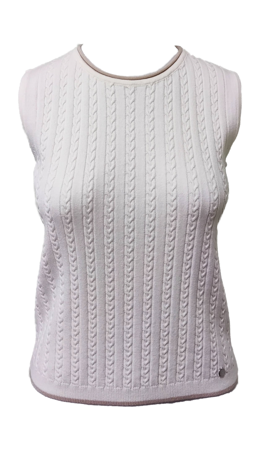 Kirsten Cable-Knit Top Tank Top, Winter White / Beige Melange