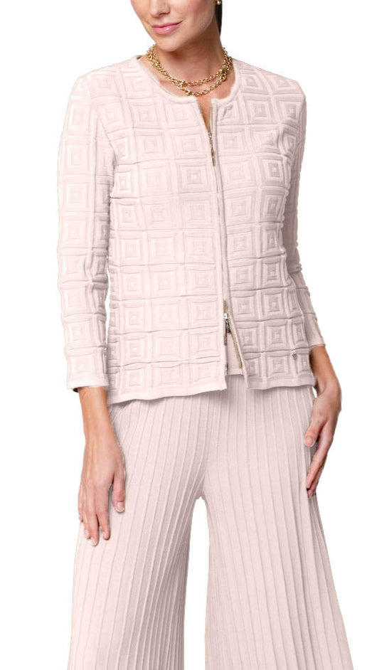 Zia Square-Detail Knit Jacket ; Rose Petal