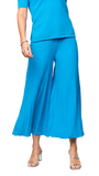 Giuliana Plisse-Look Cropped Wide Leg Pants; Turquoise