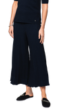 Giuliana Plisse-Look Cropped Wide Leg Pants; Dark navy