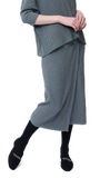 Lexi RIb-Knit Midi Wrap Skirt; Gray