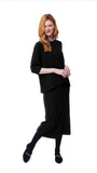 Lexi RIb-Knit Midi Wrap Skirt; Black