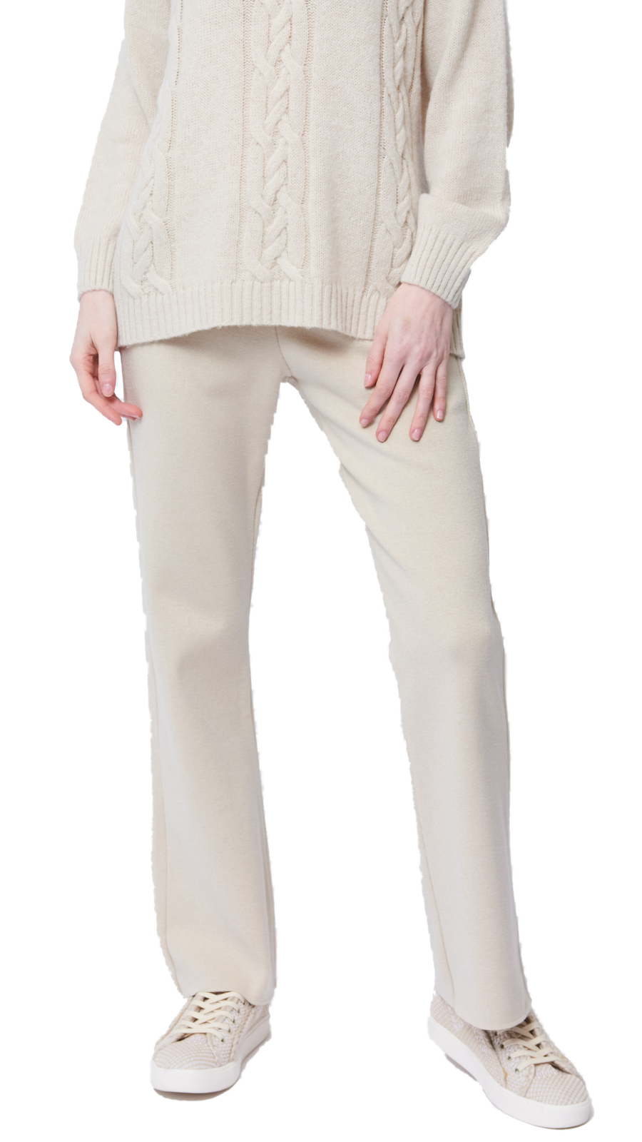 Monique Milano-Knit Boot Leg  Pants; Beige Melange