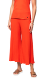 Giuliana Plisse-Look Cropped Wide Leg Pants; Bright Orange
