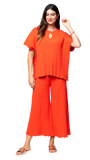 Ester Rib Knit Wide Top, Bright Orange