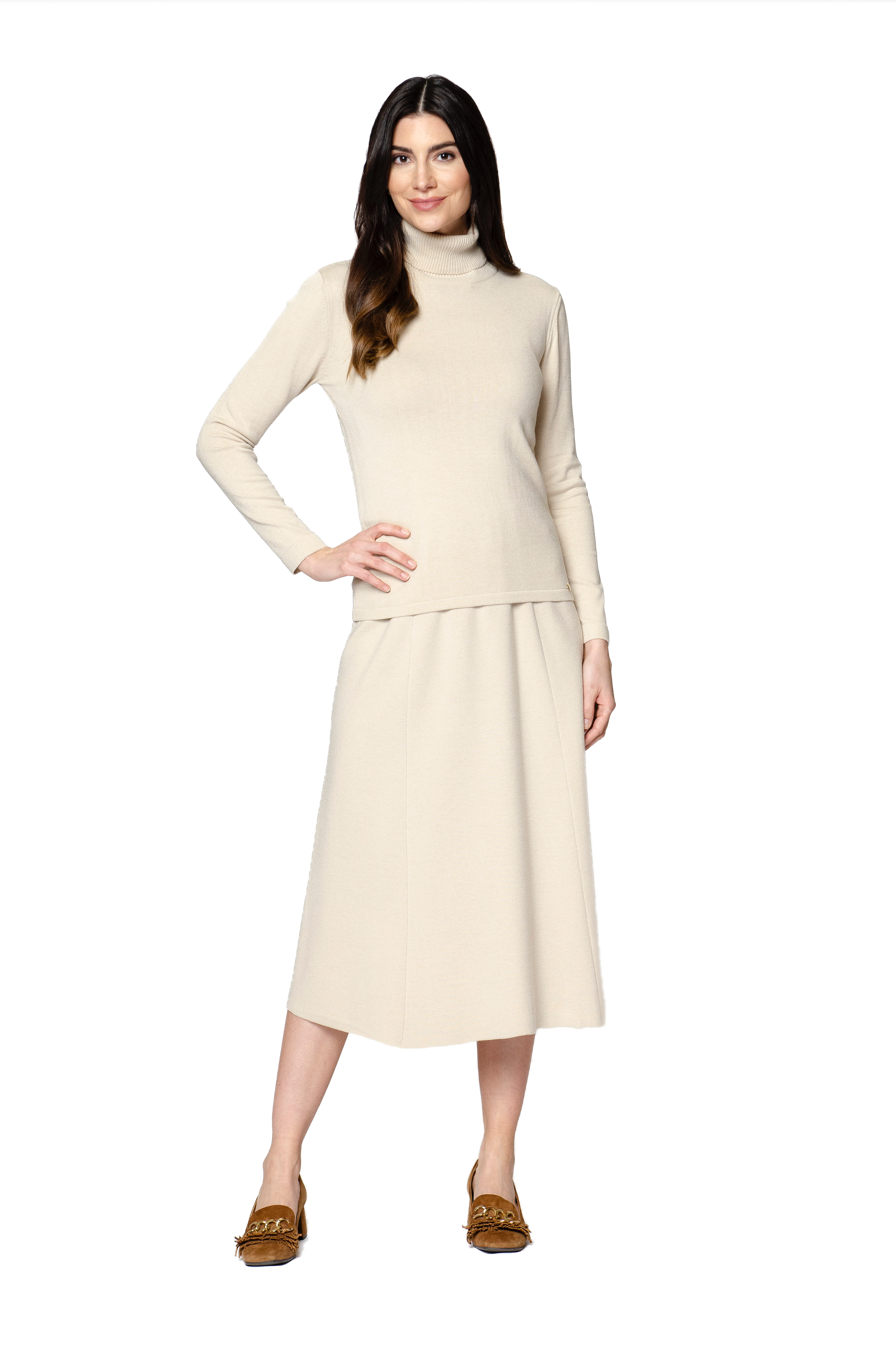 Paris Classic Turtleneck, Beige Melange