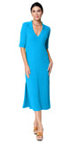 Gillian Rib Knit Midi Polo Dress; Turquoise