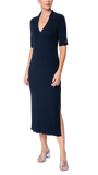 Gillian Rib Knit Midi Polo Dress; Dark Navy