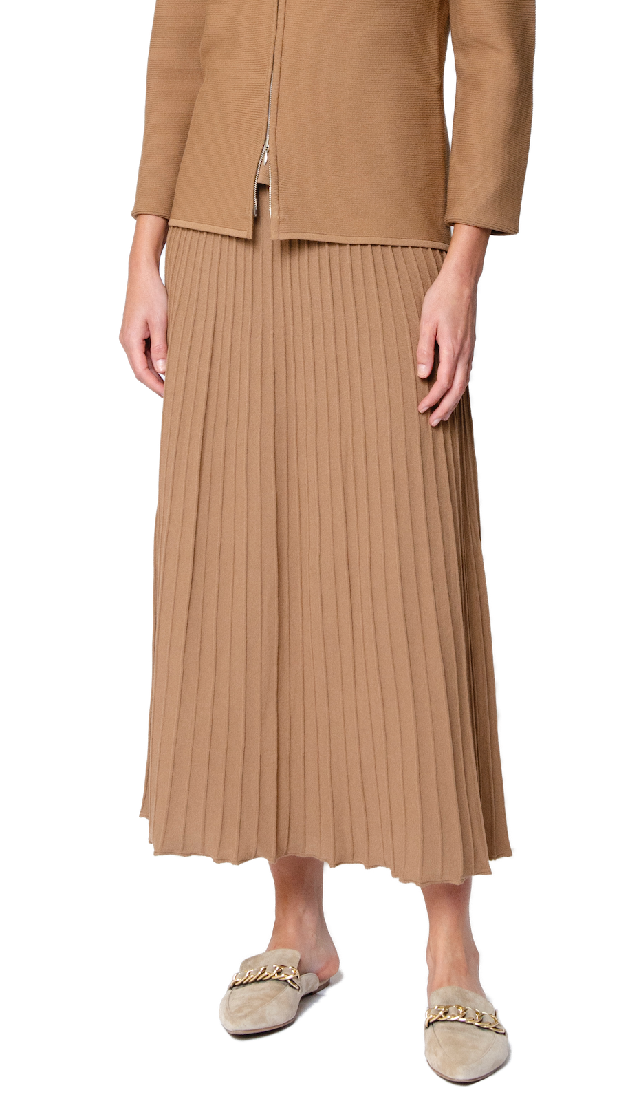 Geraldina Pleated-Knit Maxi Skirt; Mocha