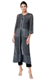 Arianna Shimmery Mesh-Knit Duster / Coat ; Silver Black