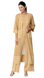 Arianna Shimmery Mesh-Knit Duster / Coat ; Golden Sands
