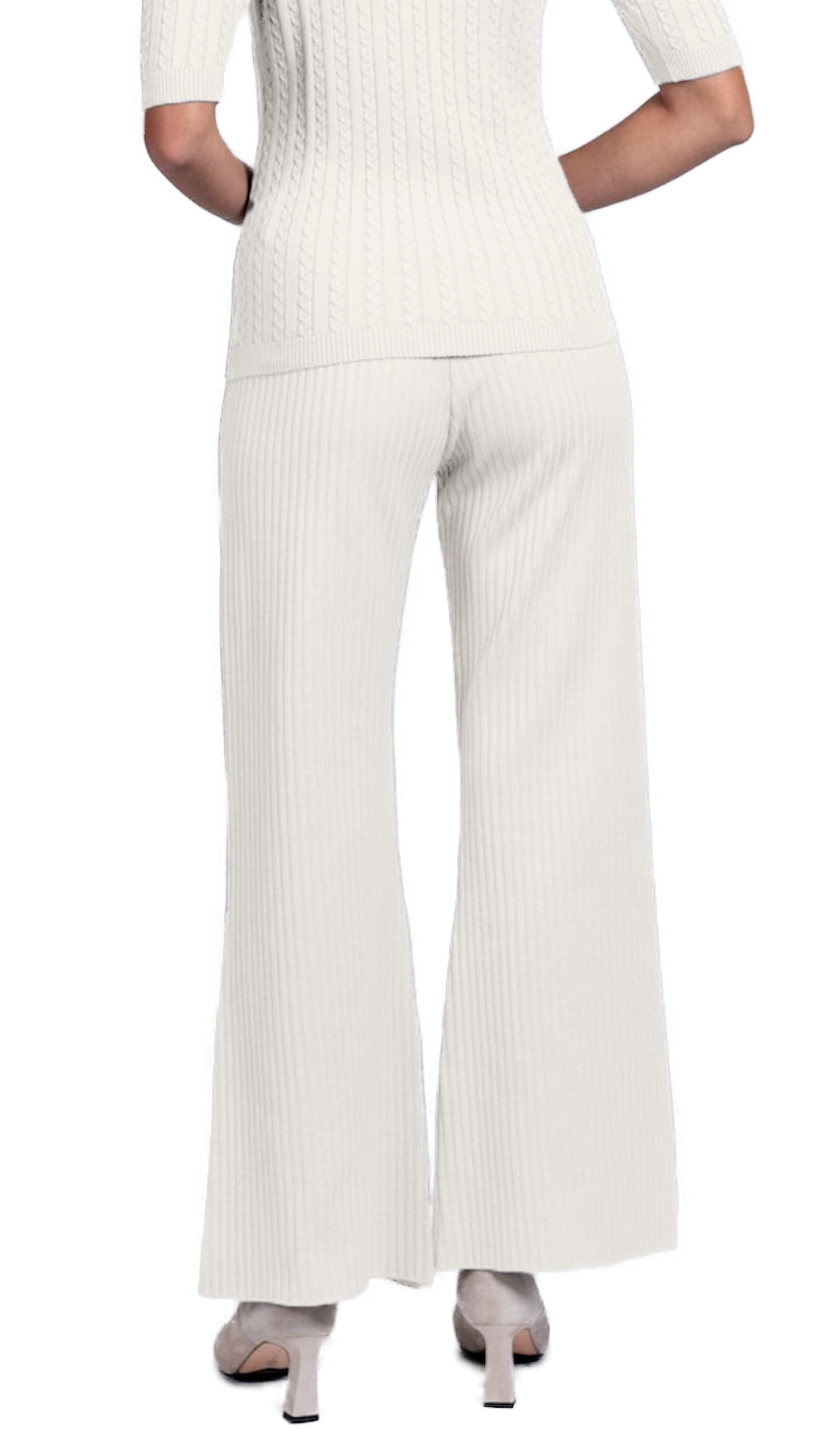 Camilla Rib-Knit Wide Leg Pants; Winter White
