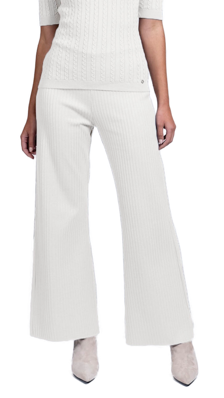 Camilla Rib-Knit Wide Leg Pants; Winter White