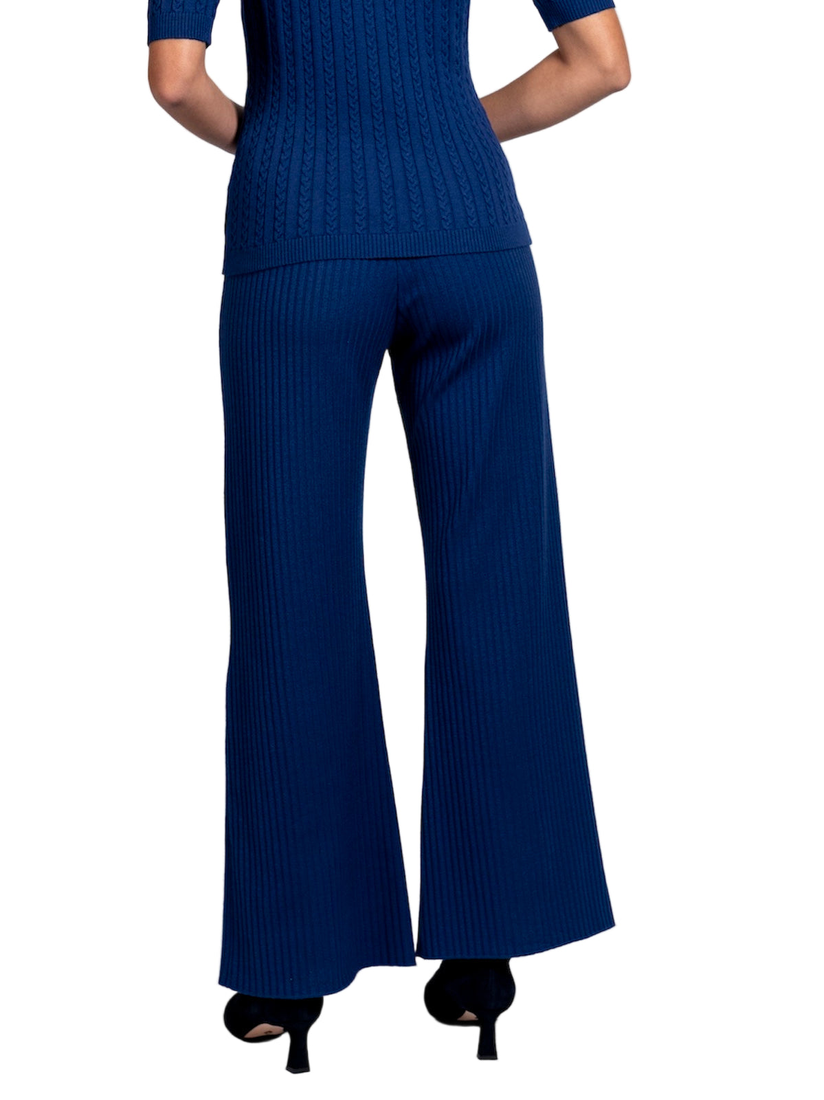 Camilla Rib-Knit Wide Leg Pants; Navy