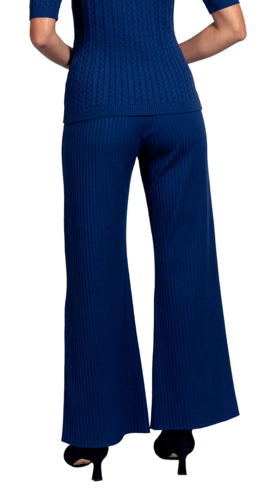 Camilla Rib-Knit Wide Leg Pants; Navy