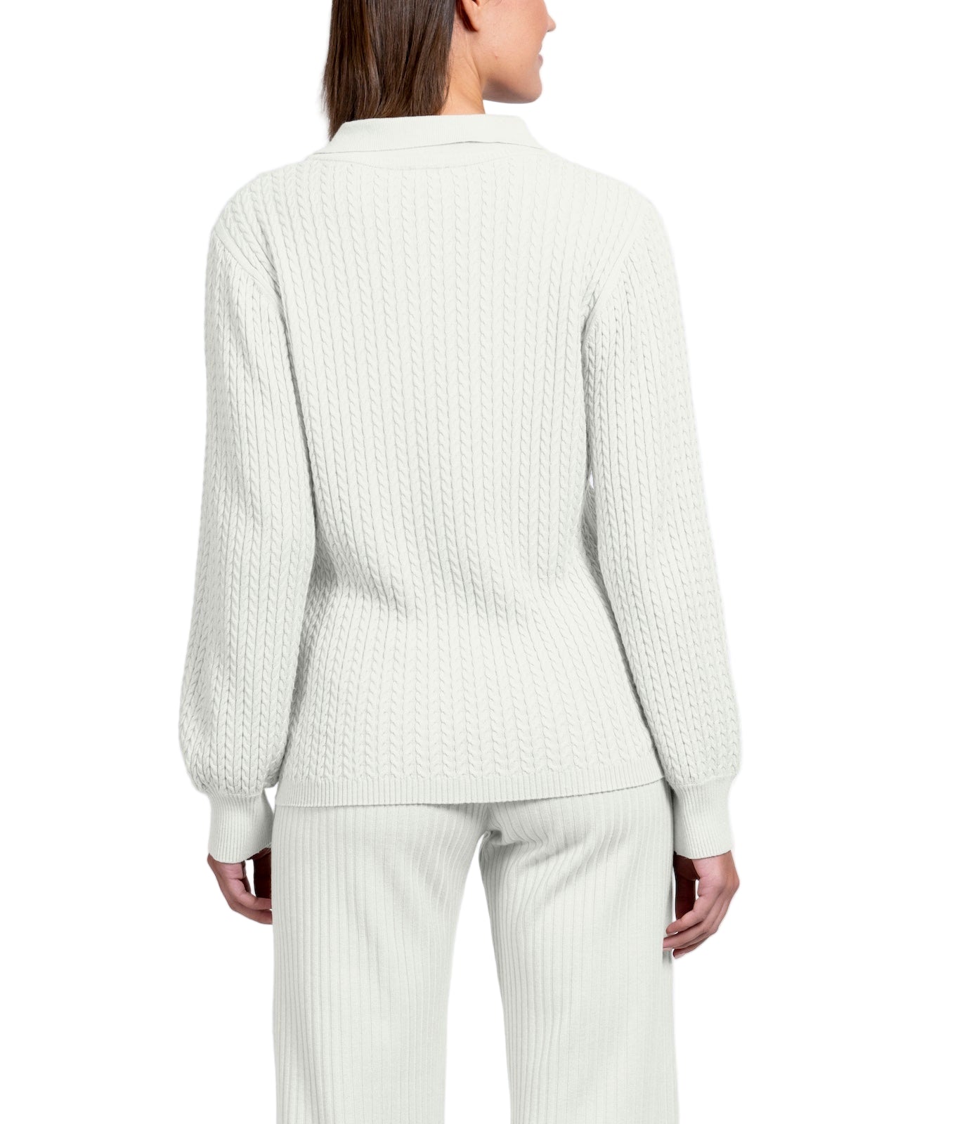 Hope Long Sleeved Crew-Neck Cable-Knit Top, Winter White