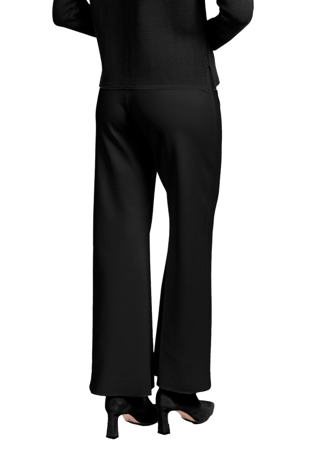 Barb Milano-Knit Wide Leg Pants; Black