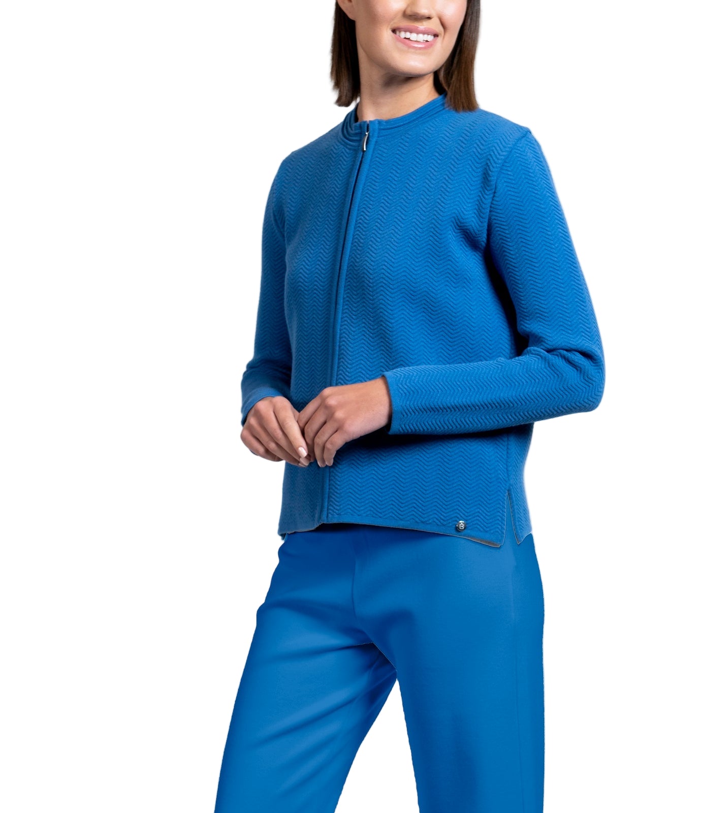 Sheila Wave-Knit Jacket ; Ocean Blue