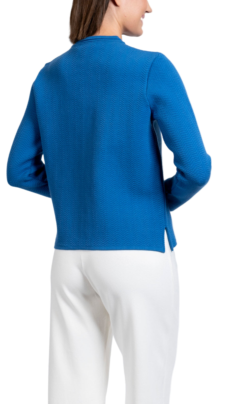Sheila Wave-Knit Jacket ; Ocean Blue