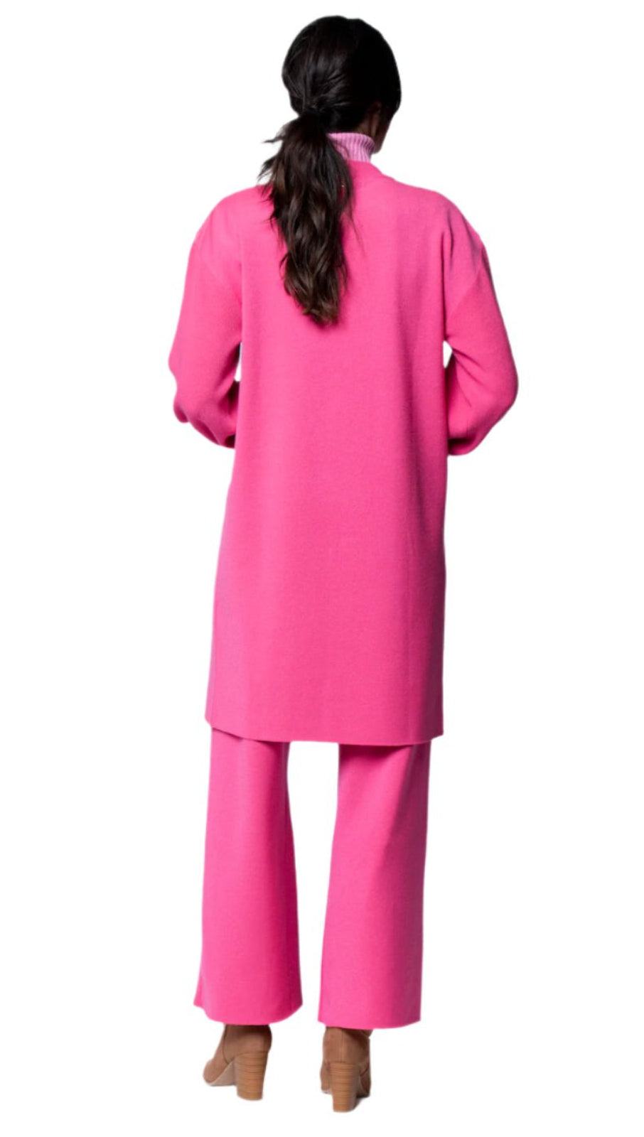 Lora Flat-Knit Car Coat, Barbie Pink