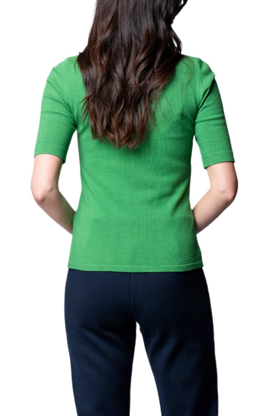Veneta Short Sleeve V-Neck Top, Emerald Green