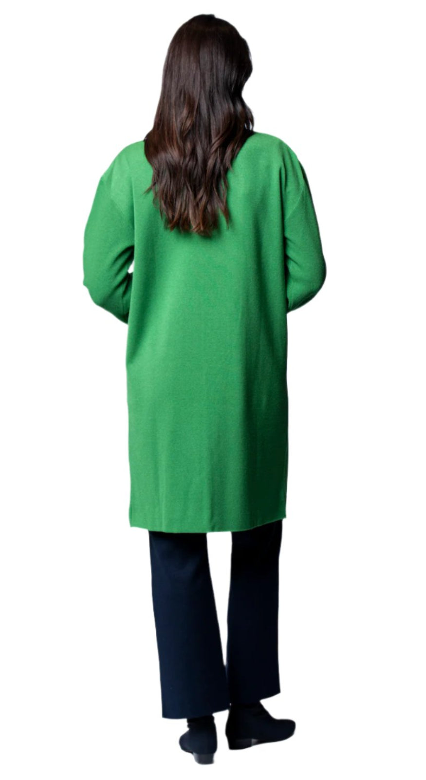 Lora Flat-Knit Car Coat, Emerald Green
