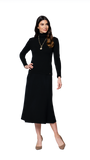 Lydia A-Line Midi Skirt; Black