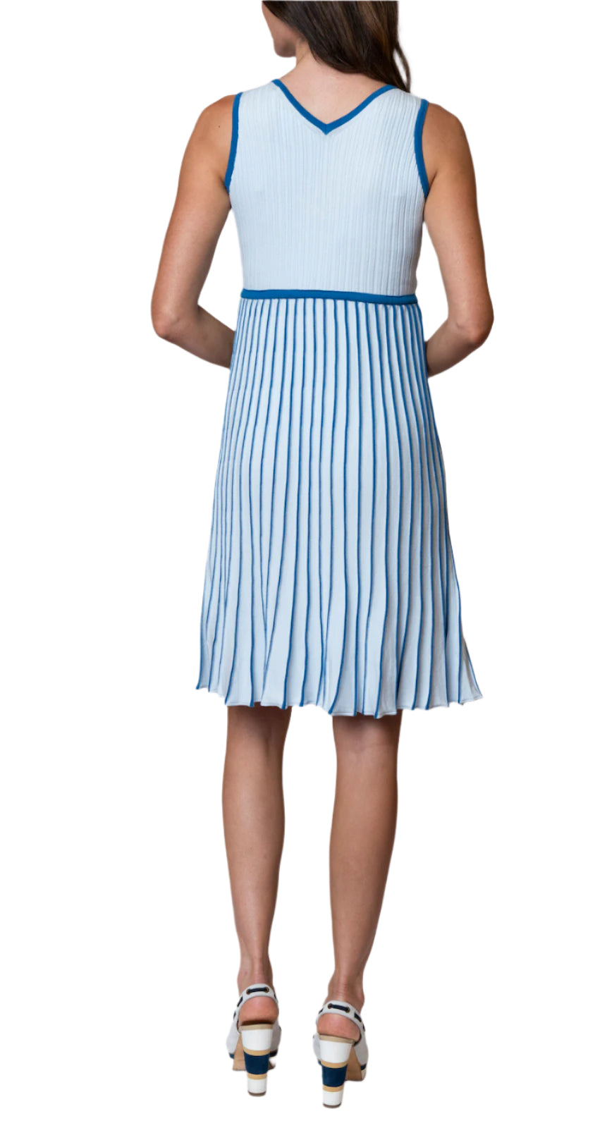 Lana Pleated Sleeveless Dress / Baby Blue/Ocean Blue