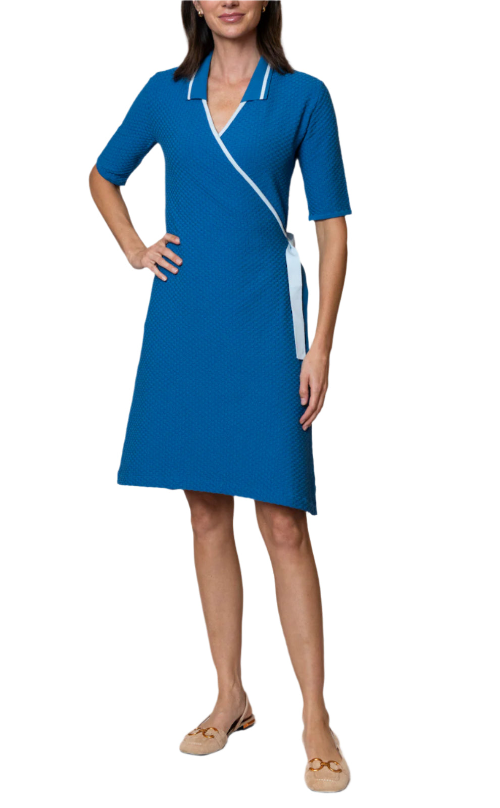 Makayla Wrap Dress; Ocean Blue / Powder Blue