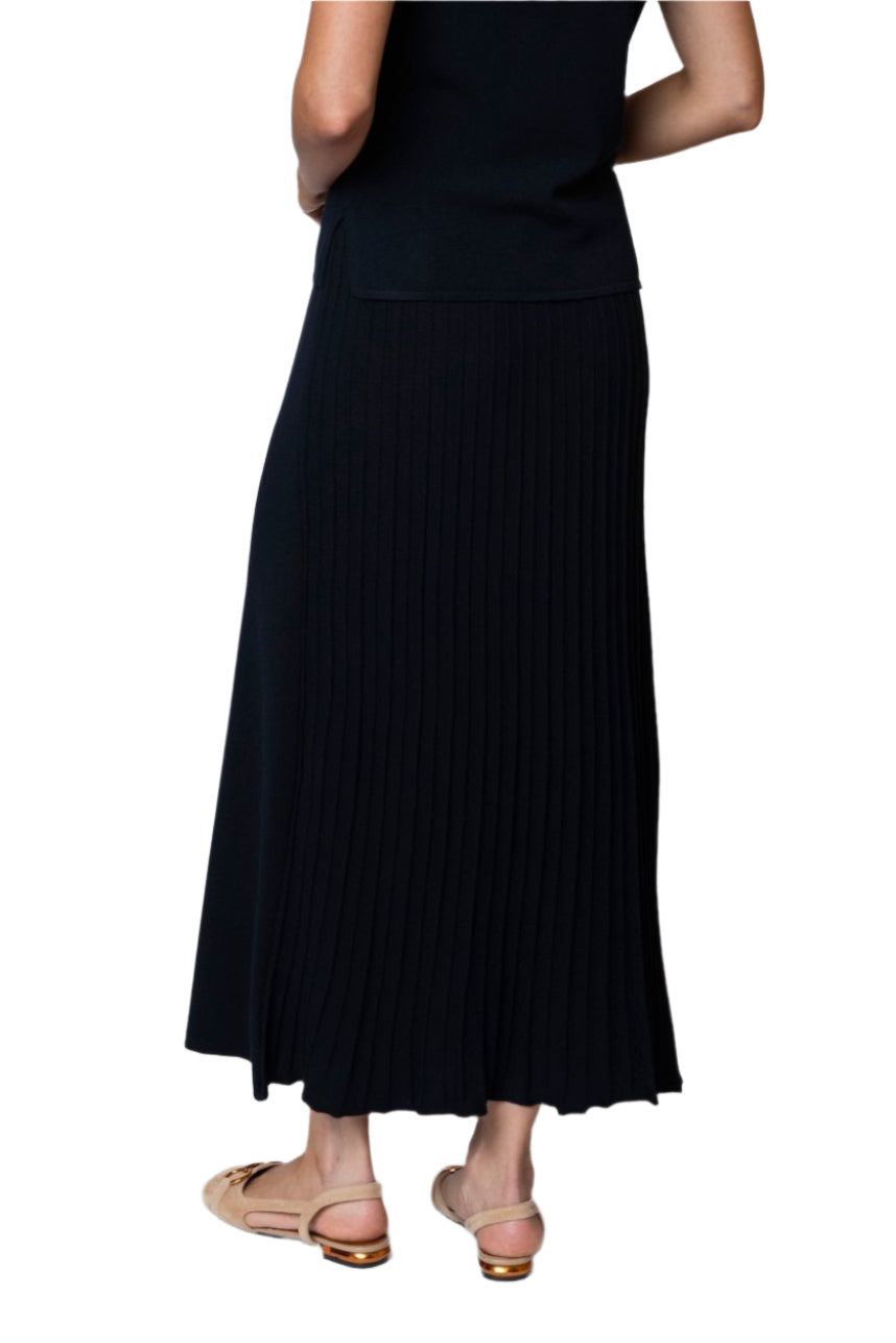 Milena Pleats-on-Back Maxi Skirt; Dark Navy