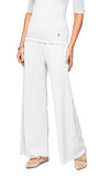 Briana Wide-Leg Milano-Knit Pants; White