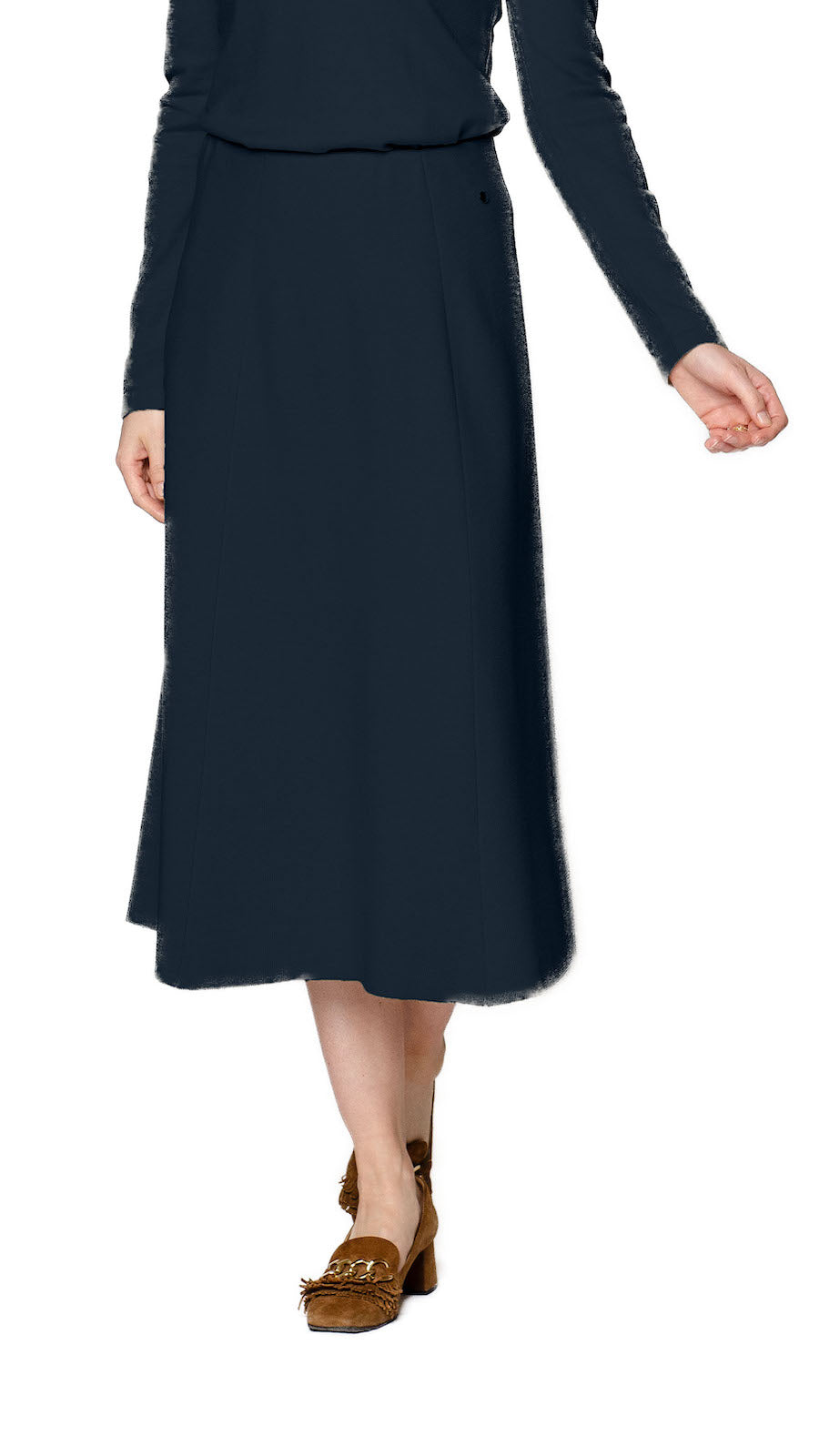 Lydia A-Line Midi Skirt; Dark Navy