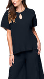 Ester Rib Knit Wide Top, Dark Navy