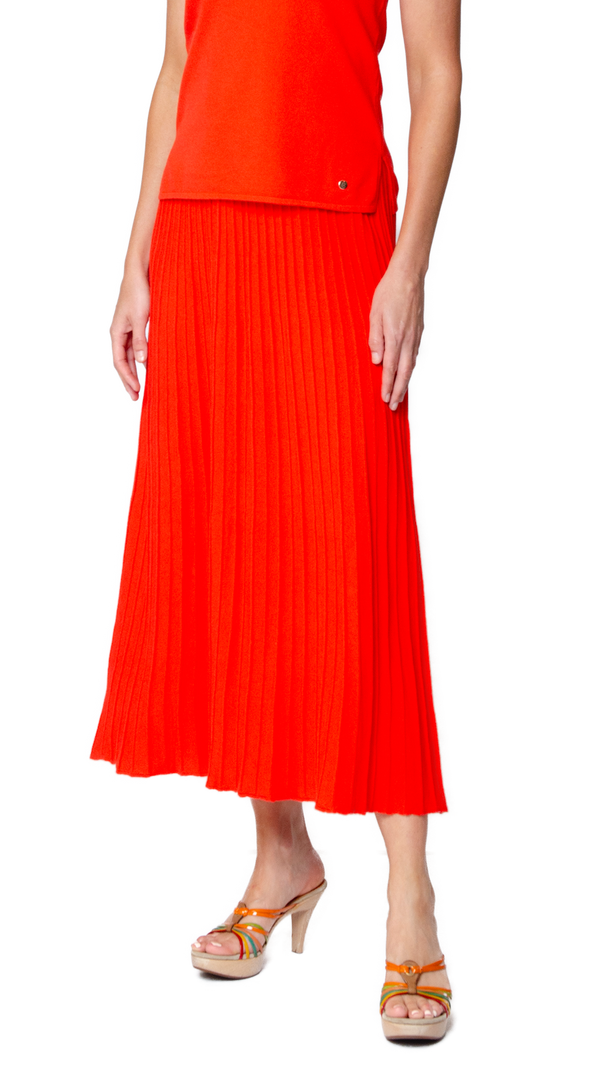 Geraldina Pleated-Knit Maxi Skirt; Bright Orange