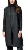 Leana Cable-Knit Belted Coat ; Anthracite