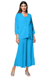 Giuliana Plisse-Look Cropped Wide Leg Pants; Turquoise