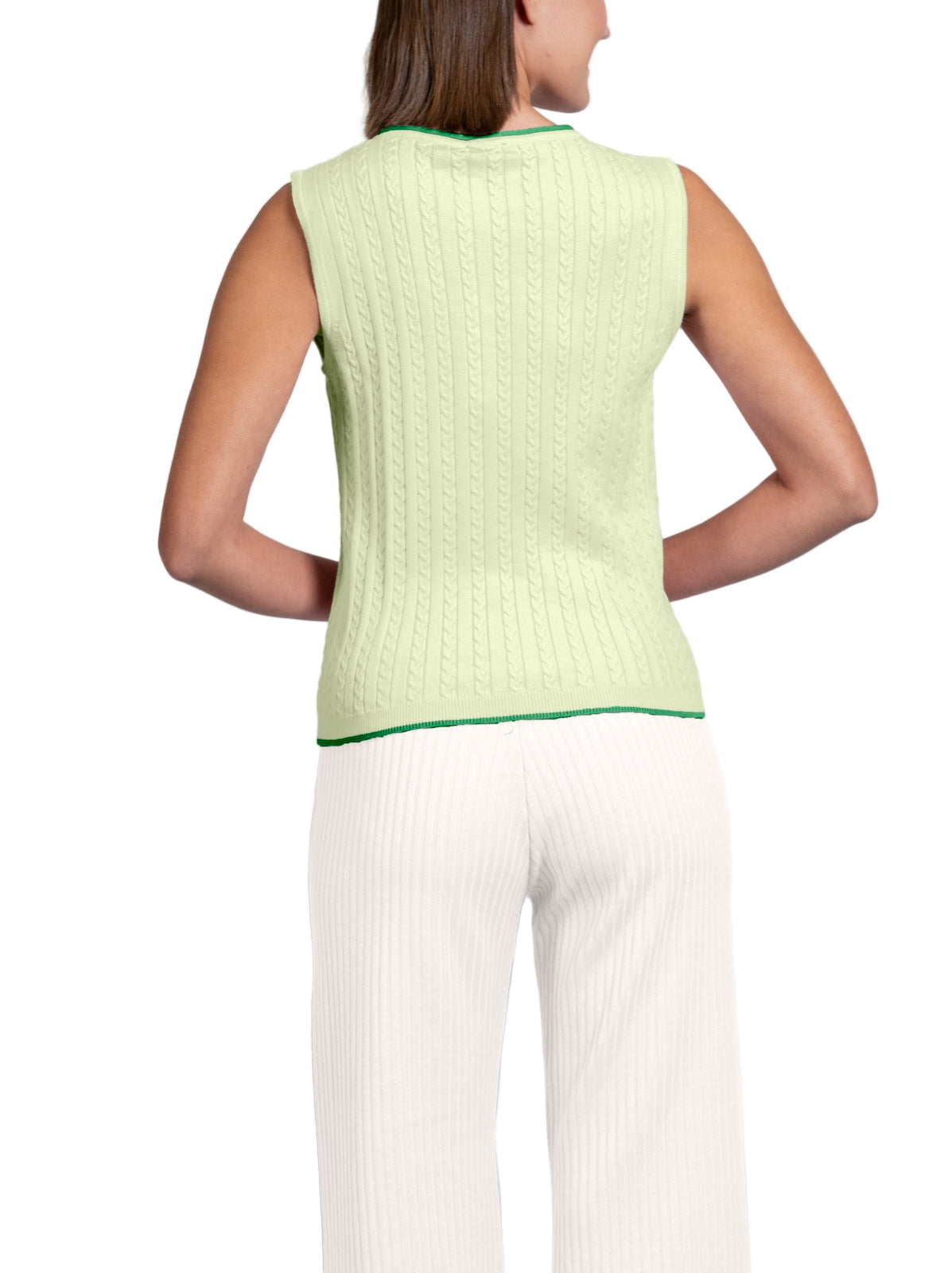 Kirsten Cable-Knit Top Tank Top, Mint / Green